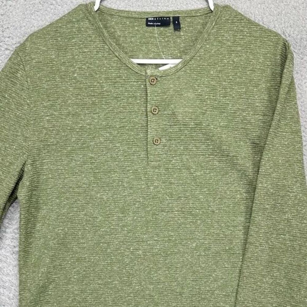 Asos Shirt Adult Medium Green Henley Linen Blend T-Shirt Tee Long Sleeve Men NEW